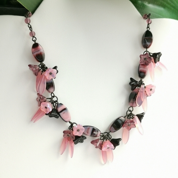 Vintage 2pc set Czech hand made bead necklace earring set - Picture 1 of 6